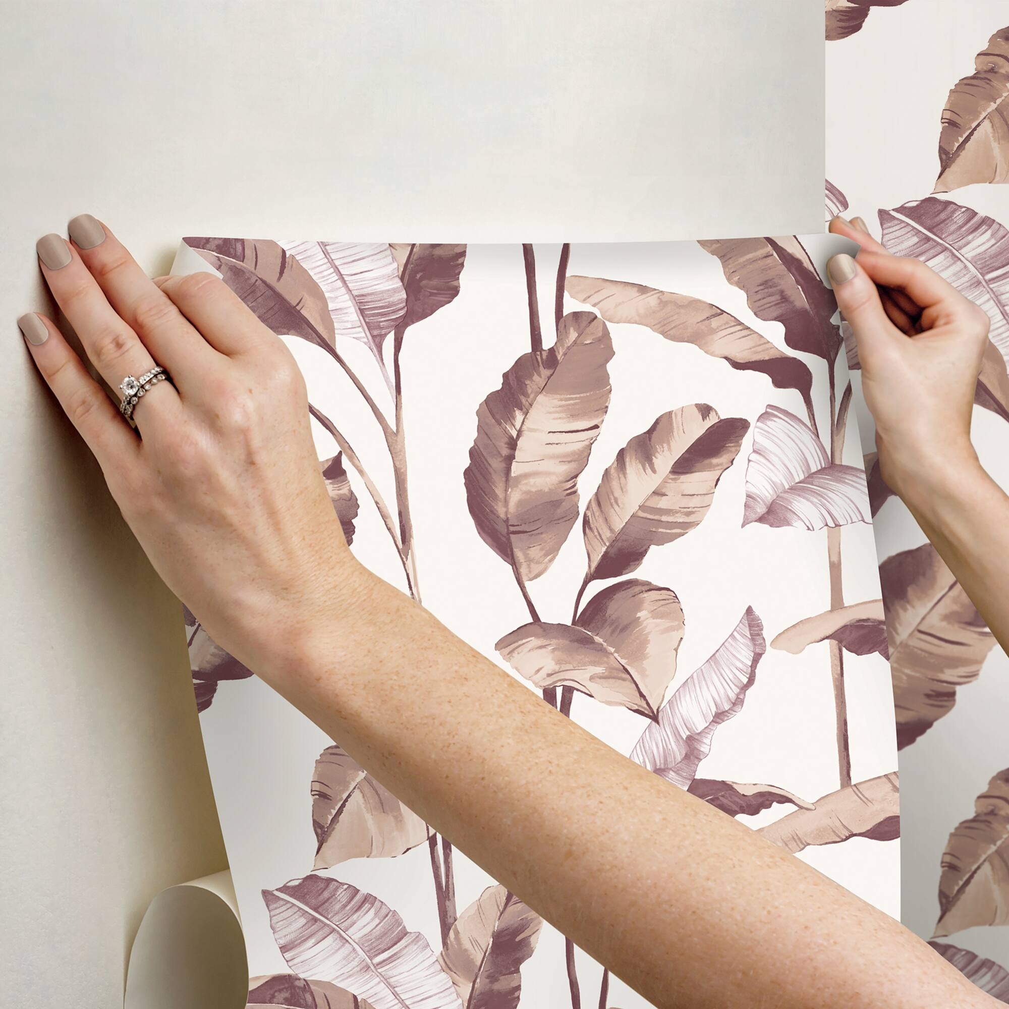 NuWallpaper Mauve Banana Leaf Peel & Stick Wallpaper
